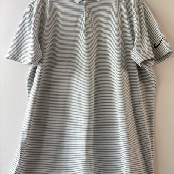 Nike Men's White and Gray Striped Polo Shirt - Picture 3 of 5